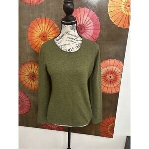 Vintage Tweeds Olive Green 100% 2Ply- Cashmere Sweater Classic Preppy Style Sz S